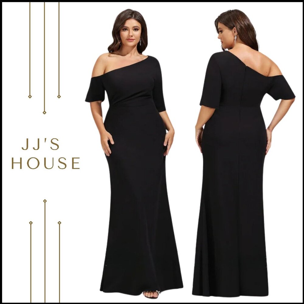 JJ's House $249 Asymmetrical Formal Evening Dress Women's 16 Style# 271480 Black